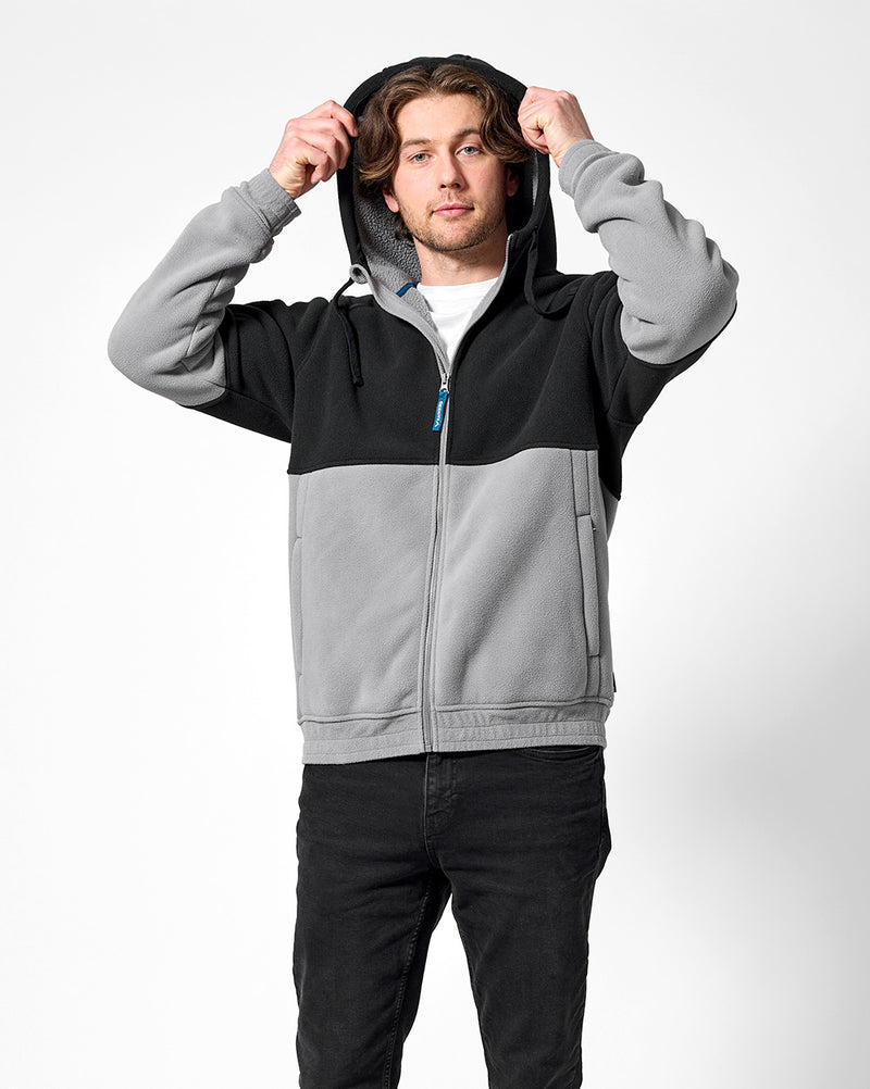Eros Hooded Sherpa Fleece in Black