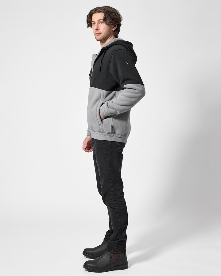 Eros Hooded Sherpa Fleece in Black